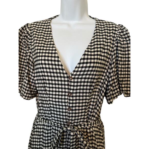 Böhme Black & White Gingham Button-Front Short Sleeve Dress – Size Small - Picture 5 of 7